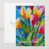 明るい春のチューリップの絵 招待状 (正面/裏面)