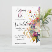 明るい春の水彩花のウェディング 招待状 (スタンド正面)