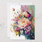 明るい春の水彩花のウェディング 招待状 (裏面)