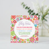 明るい春の花のブライダルシャワーの招待状 招待状 (スタンド正面)