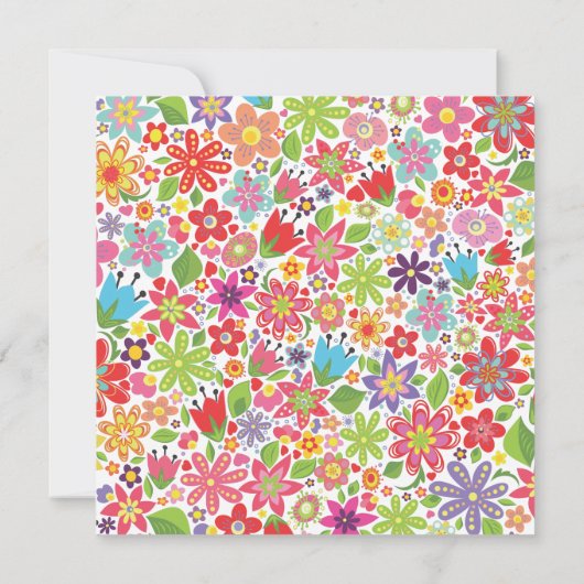 明るい春の花のブライダルシャワーの招待状 招待状 (裏面)