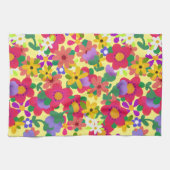 明るい春の花カスタマイズユーかわいらし キッチンタオル (横)