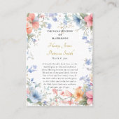 明るい春の花 オルソドックスな結婚式の祈りカード プレイスカード (正面)
