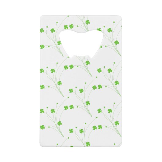 明るい春グリーンフラワースモールフローラプリント クレジットカード栓抜き (正面)