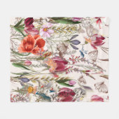 明るい春分野。 ロマンチックなパターン フリースブランケット (正面(横))