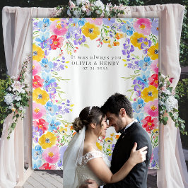 明るい春水彩花結婚の背景 タペストリー