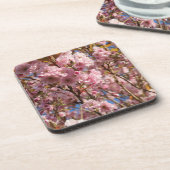 明るい春色のさくらんぼ コースター (左側)