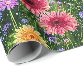 明るい春花柄 ラッピングペーパー (ロールコーナー)