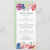 明るい春花模様結婚のメニューカード メニュー (正面/裏面)