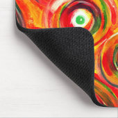 明るい暖かい円と渦巻きオリジナル抽象芸術 マウスパッド (コーナー)