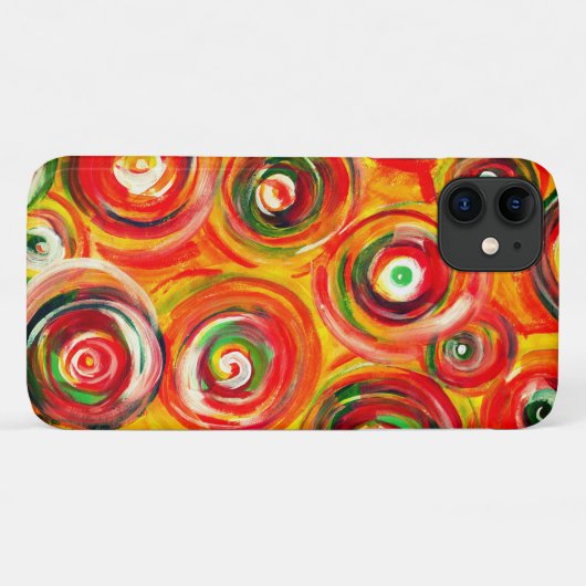 明るい暖かい円と渦巻きオリジナル抽象芸術 Case-Mate iPhoneケース (裏面(横))