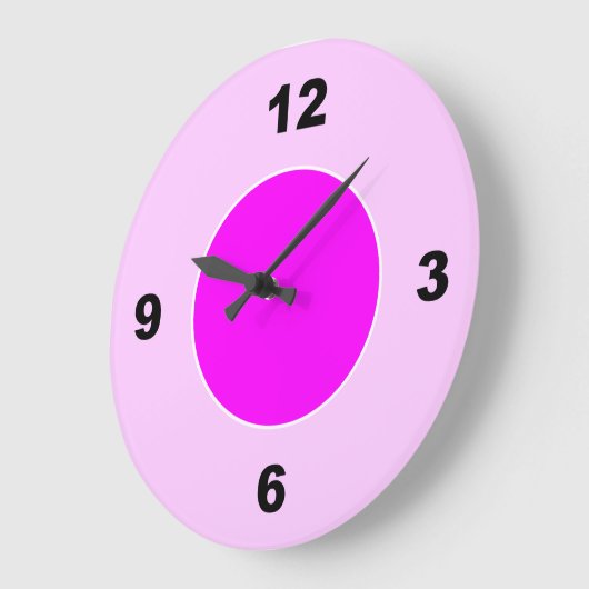 明るい暗いピンクの大きな黒のナンバークロック ラージ壁時計 (傾斜)