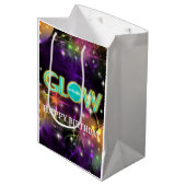 明るい暗闇の子供のネオン誕生会で光って下さい ミディアムペーパーバッグ (正面アングル)