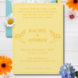 明るい曲はっきりしたがった結婚式招待状 招待状