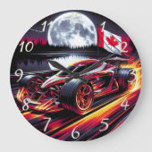 明るい月の下でレースするダイナミックなゴーカート ラージ壁時計 (正面)