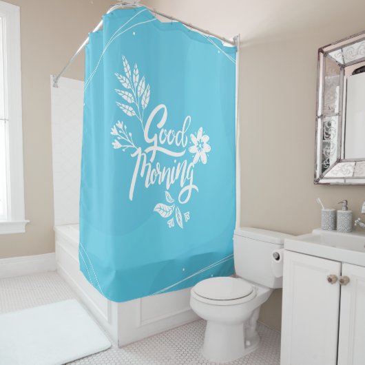 明るい朝タイポグラフィ シャワーカーテン (インサイチュ)