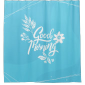 明るい朝タイポグラフィ シャワーカーテン (正面)