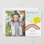 明るい未来の太陽と虹の卒業写真 招待状 (正面)
