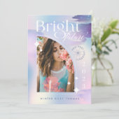 明るい未来の星空の虹色パステルグラッド写真 招待状 (スタンド正面)