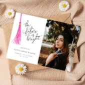 明るい未来ピンクのタッセル卒業発表 招待状