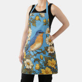 明るい東ブルーバードイエローと白の花 エプロン (インサイチュ)
