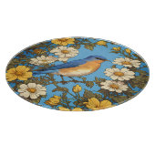 明るい東ブルーバードイエローと白の花 カッティングボード (角)