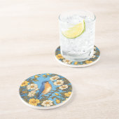 明るい東ブルーバードイエローと白の花 コースター (側面)