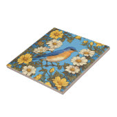 明るい東ブルーバードイエローと白の花 タイル (側面)