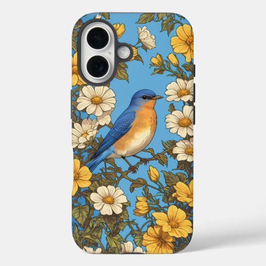 明るい東ブルーバードイエローと白の花 Case-Mate iPhoneケース (裏面)