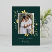 明るい枝の垂直な写真植物性クリスマス 箔シーズンカード (立ち正面)