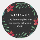 明るい枝 |クリスマスホリデー差出人住所 ラウンドシール (正面)