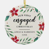 明るい枝 |クリスマス婚約したの最初の写真 セラミックオーナメント (正面)