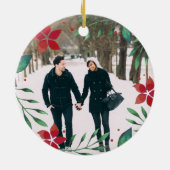 明るい枝 |クリスマス婚約したの最初の写真 セラミックオーナメント (裏面)