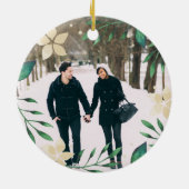 明るい枝 |クリスマス婚約したの最初の写真 セラミックオーナメント (裏面)