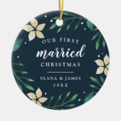 明るい枝 |クリスマス結婚したの最初の写真 セラミックオーナメント (正面)
