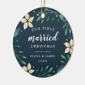 明るい枝 |クリスマス結婚したの最初の写真 セラミックオーナメント (左)