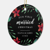 明るい枝 |クリスマス結婚したの最初の写真 セラミックオーナメント (左)