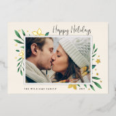 明るい枝 |ハッピーホリデー写真 箔シーズンカード (正面)