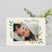 明るい枝 |ハッピーホリデー写真 箔シーズンカード (立ち正面)