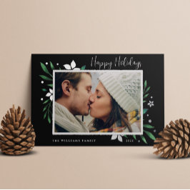 明るい枝 |ハッピーホリデー写真 箔シーズンカード