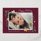 明るい枝 |ハッピーホリデー写真 箔シーズンカード (正面)