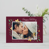 明るい枝 |ハッピーホリデー写真 箔シーズンカード (立ち正面)