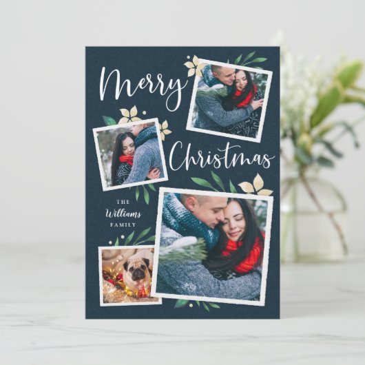 明るい枝 |写真数々のコラージュのクリスマス シーズンカード (スタンド正面)