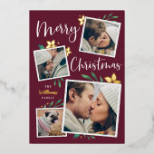 明るい枝 |写真数々のコラージュのクリスマス 箔シーズンカード (正面)