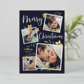 明るい枝 |写真数々のコラージュのクリスマス 箔シーズンカード (立ち正面)