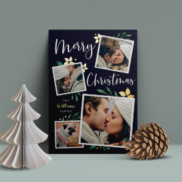 明るい枝 |写真数々のコラージュのクリスマス 箔シーズンカード