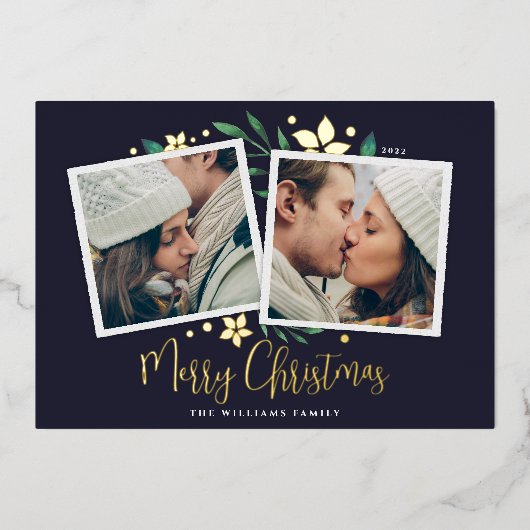 明るい枝 | 2枚の写真 箔シーズンカード (正面)