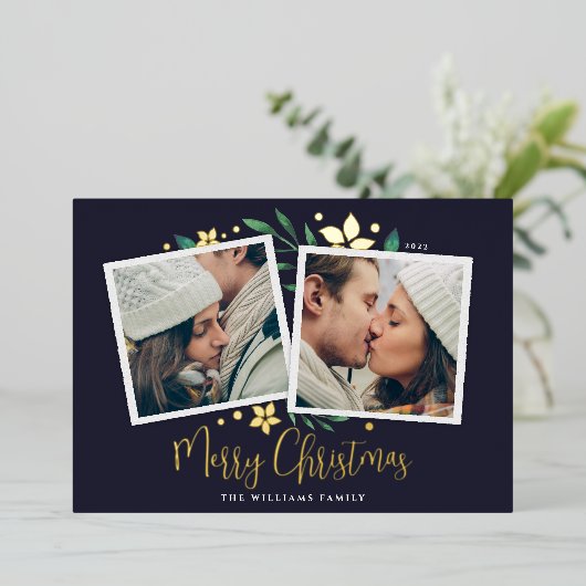 明るい枝 | 2枚の写真 箔シーズンカード (立ち正面)