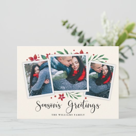 明るい枝 | 3枚のフォトホリデーカード シーズンカード (スタンド正面)