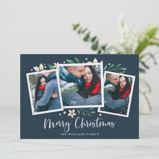 明るい枝 | 3枚のフォトホリデーカード シーズンカード (スタンド正面)